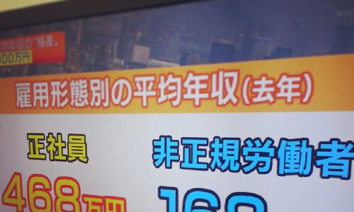 サラリーマン 平均年収408万円　正社員468万円　非正規労動者は168万円　国税庁