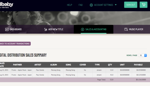 paul kanda のiTunesからの音楽印税なんと0.15ドル