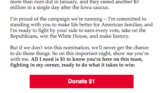 ヒラリー・クリントン民主党候補に1ドル寄付してみたら、お替わり攻撃が半端ない！