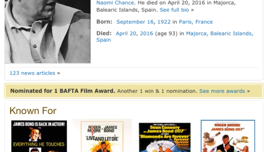 【訃報】ガイ・ハミルトン監督（93歳）007シリーズ４作品を演出