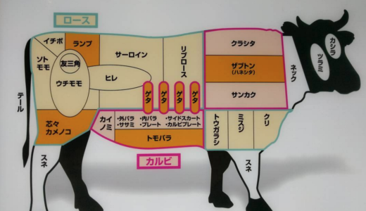 焼肉の部位が一目でわかる部位マップ