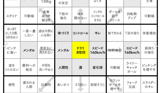 エンゼルスの大谷翔平の立てたマンダラート計画表