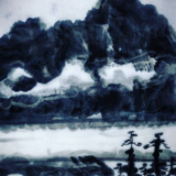 【水墨画】没骨法(もっこつほう)で描く、山、雲、河、森　仕上げはinstagram