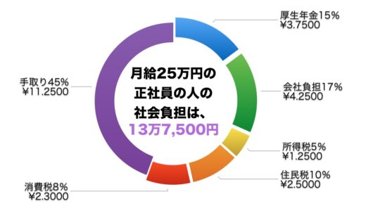 サラリーマンの税負担は実質最大55％ なぜに黙ってられるのか？月給25万円のサラリーマンの社会負担は13.7万円！ 老後の2000万円ではなく今の問題！