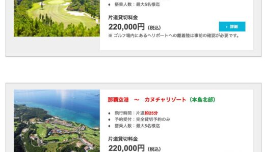 やんばるエアタクシー　お急ぎフライ　片道48万円 5人まで　1人あたり9.6万円