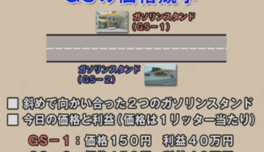 ガソリンスタンドのゲーム理論　カンパニーゲームの法則 #ナッシュ均衡