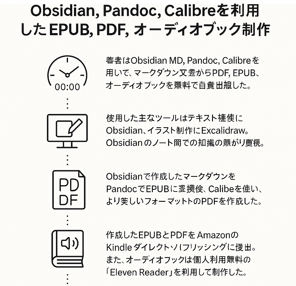 費用ゼロで実現したプロ級の電子書籍出版術 Obsidian→Excalidraw→Pandoc→Calibre→Eleven Reader
